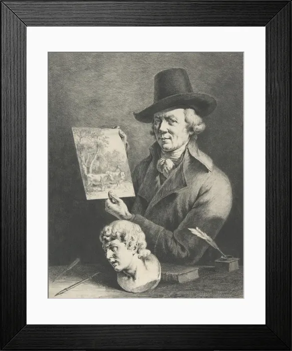 Framed Print : Self-Portrait (with Cows), 1796. Creator: Jean-Jacques de Boissieu Framed Print : Self-Portrait (with Cows), 1796. Creator: Jean-Jacques de Boissieu