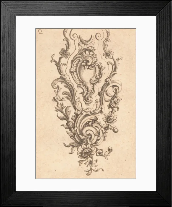 Framed Print : Nouveaux Ornemans D Arquebuseries, ca. 1750-55. Creator: Gilles Demarteau