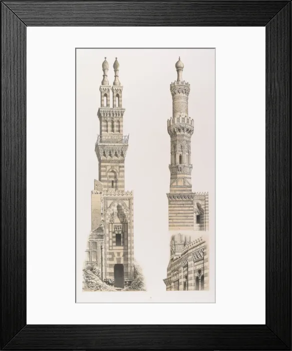 Framed Print : 70. Mosquees Naceriyeh et El Bordeni, au Kaire, 1843. Creator: Fichot Framed Print : 70. Mosquees Naceriyeh et El Bordeni, au Kaire, 1843. Creator: Fichot