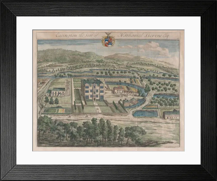 Framed Print : Easington, The Seat of Nathaniel Stevens, [1712] reissued 1768. Creator: Johannes Kip