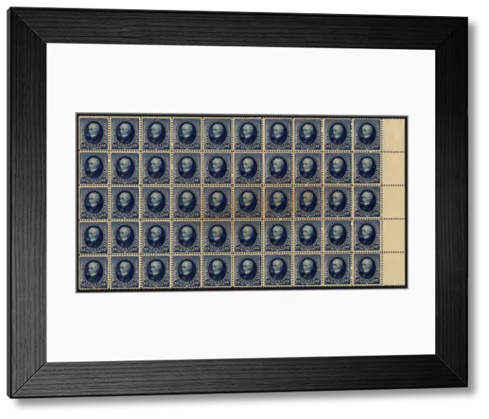 Framed Print : 15c Henry Clay block of fifty, February 22, 1890. Creator: American Bank Note Company Framed Print : 15c Henry Clay block of fifty, February 22, 1890. Creator: American Bank Note Company
