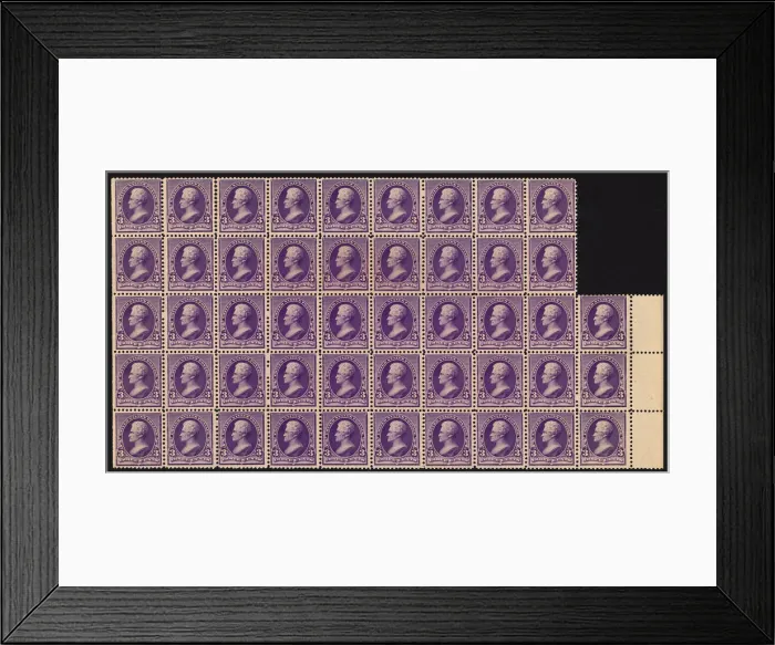 Framed Print : 3c Andrew Jackson block of forty-eight, 1890. Creator: American Bank Note Company Framed Print : 3c Andrew Jackson block of forty-eight, 1890. Creator: American Bank Note Company