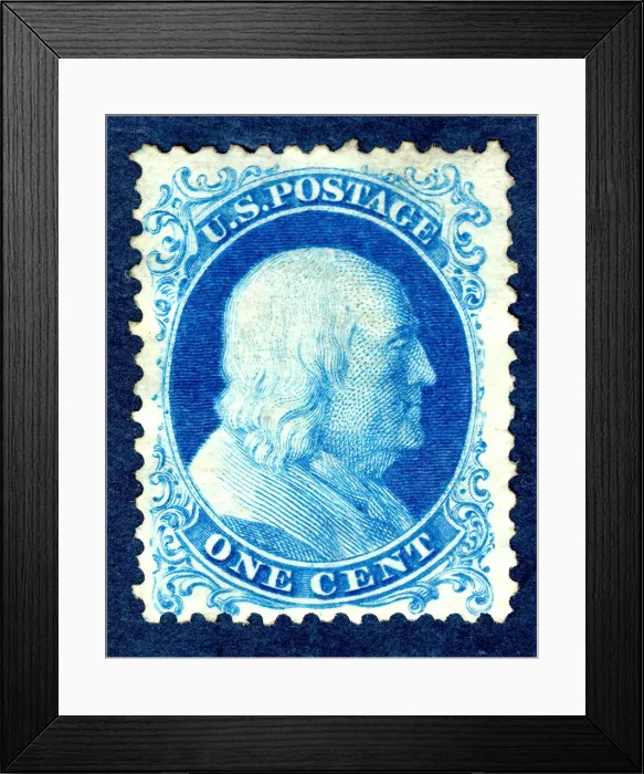 Framed Print : 1c Franklin reprint single, 1875. Creator: Continental Bank Note Company Framed Print : 1c Franklin reprint single, 1875. Creator: Continental Bank Note Company
