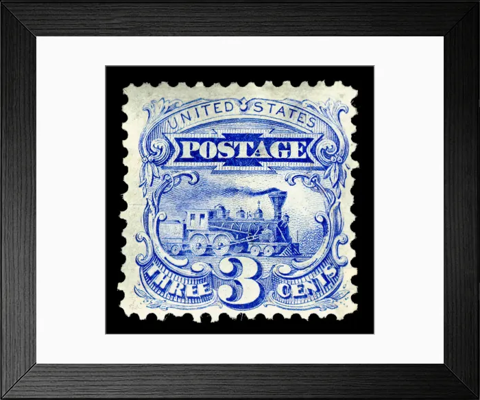 Framed Print : 3c Steam Locomotive re-issue single, 1875. Creator: National Bank Note Company Framed Print : 3c Steam Locomotive re-issue single, 1875. Creator: National Bank Note Company