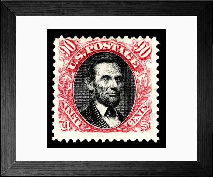 Framed Print : 90c Abraham Lincoln re-issue single, 1875. Creator: National Bank Note Company Framed Print : 90c Abraham Lincoln re-issue single, 1875. Creator: National Bank Note Company