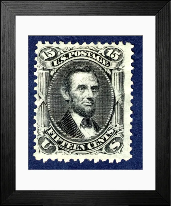 Framed Print : 15c Abraham Lincoln E Grill single, 1867. Creator: National Bank Note Company Framed Print : 15c Abraham Lincoln E Grill single, 1867. Creator: National Bank Note Company