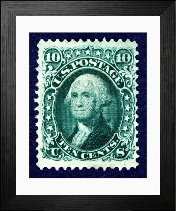 Framed Print : 10c Washington F Grill single, 1867. Creator: National Bank Note Company Framed Print : 10c Washington F Grill single, 1867. Creator: National Bank Note Company