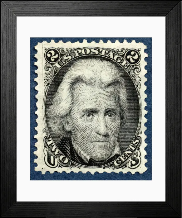 Framed Print : 2c Andrew Jackson re-issue single, 1875. Creator: National Bank Note Company Framed Print : 2c Andrew Jackson re-issue single, 1875. Creator: National Bank Note Company