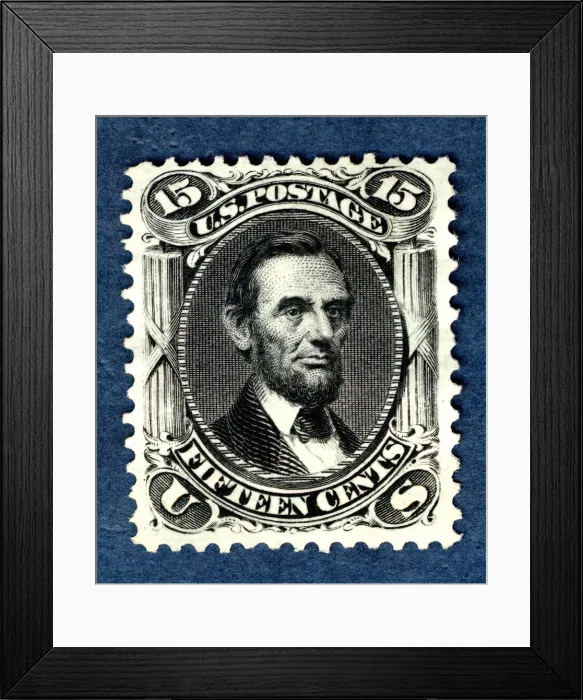 Framed Print : 15c Abraham Lincoln re-issue single, 1875. Creator: National Bank Note Company
