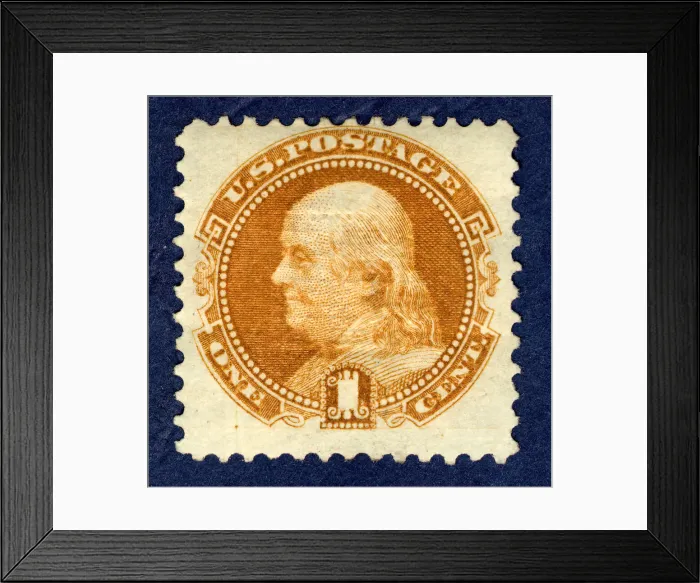Framed Print : 1c Franklin G Grill single, 1869. Creator: National Bank Note Company Framed Print : 1c Franklin G Grill single, 1869. Creator: National Bank Note Company