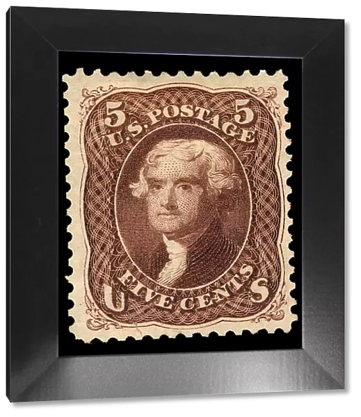 5c Thomas Jefferson re-issue single, 1875. Creator: National Bank Note Company