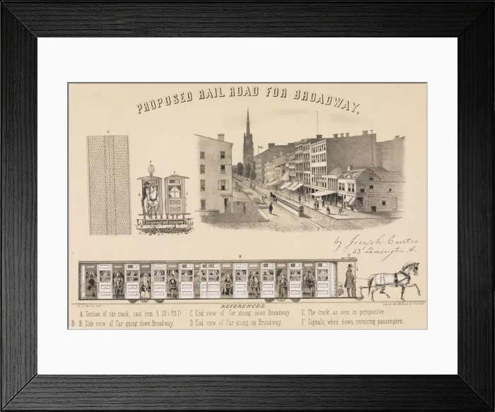 Framed Print : Proposed Rail Road for Broadway, 1848. Creator: William Endicott & Co Framed Print : Proposed Rail Road for Broadway, 1848. Creator: William Endicott & Co