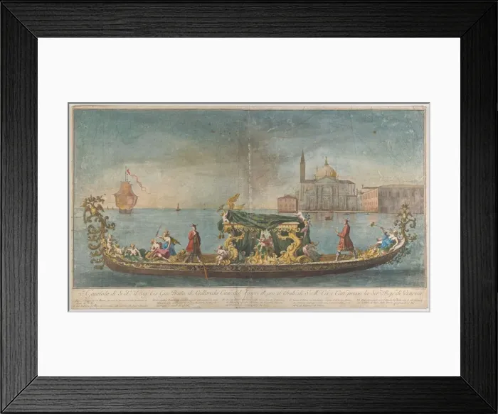 Framed Print : The highly ornamented second gondola of Ambassador Giovanni Battista Colloreado enterin Framed Print : The highly ornamented second gondola of Ambassador Giovanni Battista Colloreado enterin