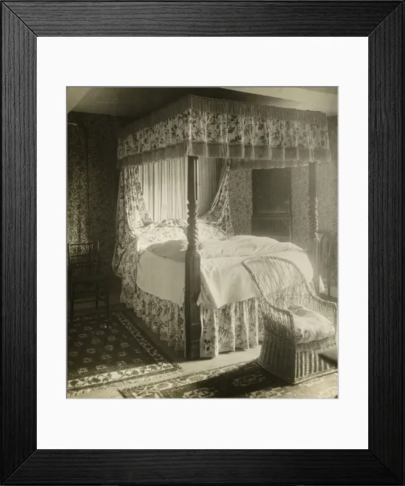 Framed Print : Kelmscott Manor: Bed William Morris Was Born In, 1896. Creator: Frederick Henry Evans