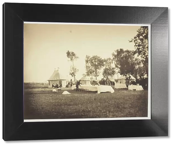 Preparation of the Emperors Table, Camp de Chalons, 1857. Creator: Gustave Le Gray