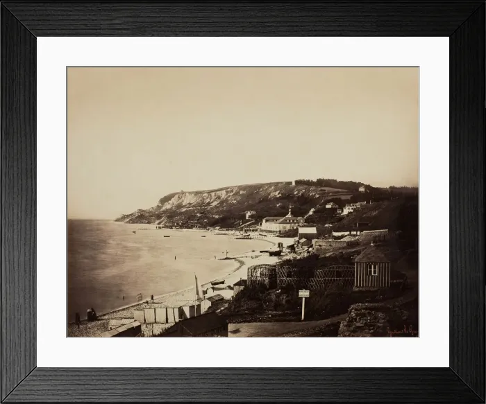Framed Print : The Beach at Sainte-Adresse, with the Dumont Baths, 1856 / 57. Creator: Gustave Le Gray Framed Print : The Beach at Sainte-Adresse, with the Dumont Baths, 1856 / 57. Creator: Gustave Le Gray
