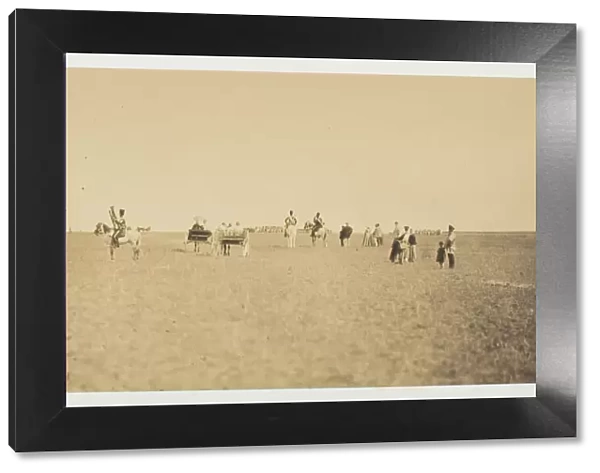 Untitled [visitors watching military manoeuvres], 1857. Creator: Gustave Le Gray