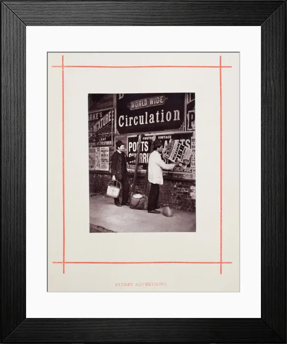 Framed Print : Street Advertising, 1877. Creator: John Thomson Framed Print : Street Advertising, 1877. Creator: John Thomson
