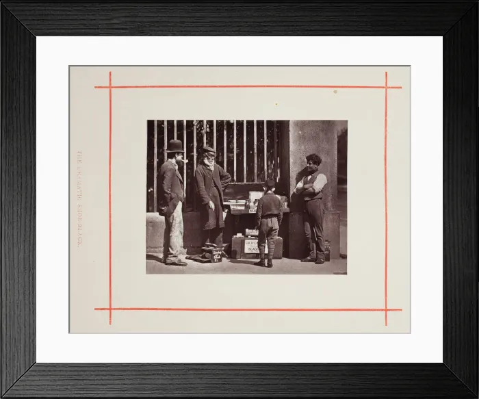 Framed Print : The Dramatic Shoe-Black, 1877. Creator: John Thomson Framed Print : The Dramatic Shoe-Black, 1877. Creator: John Thomson