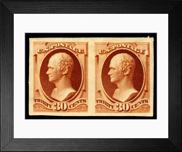 Framed Print : 30c Alexander Hamilton India plate proof pair, 1888. Creator: American Bank Note Company Framed Print : 30c Alexander Hamilton India plate proof pair, 1888. Creator: American Bank Note Company