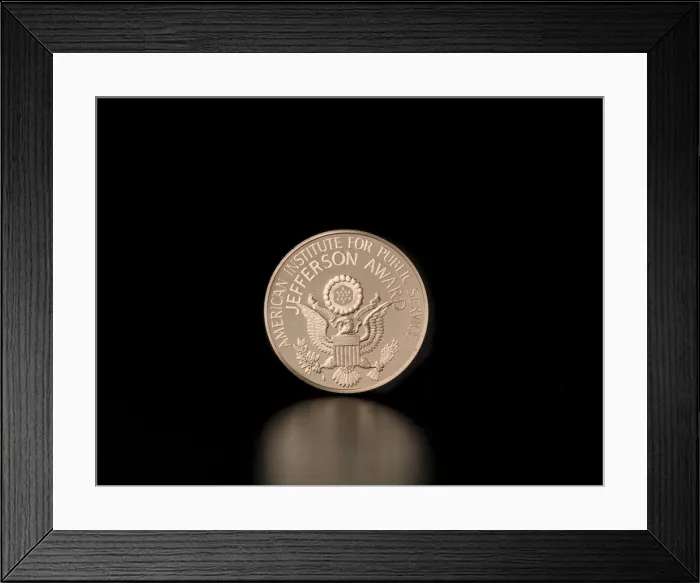 Framed Print : Jefferson Award Medal presented to Dr. Sally K. Ride, 1984. Creator: Franklin Mint Framed Print : Jefferson Award Medal presented to Dr. Sally K. Ride, 1984. Creator: Franklin Mint
