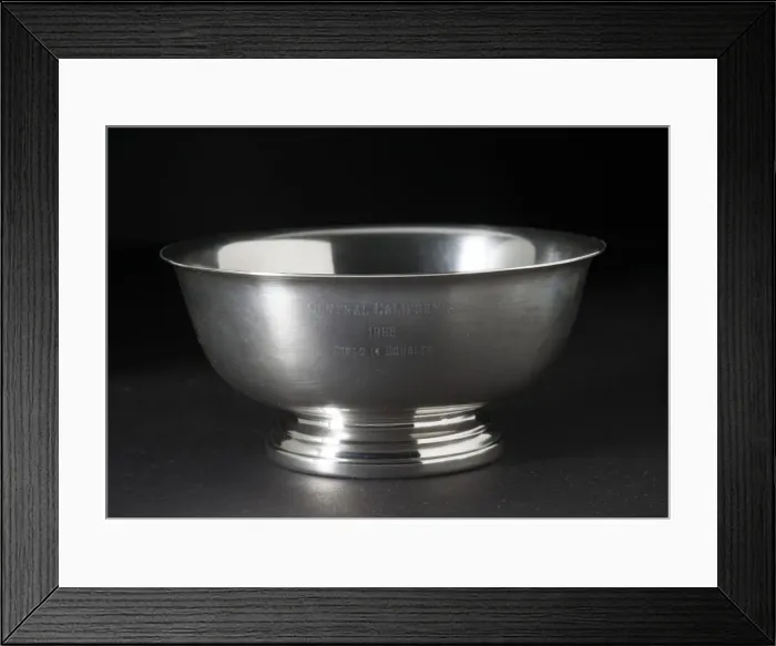 Framed Print : Silver bowl tennis trophy presented to Sally Ride, 1965 Framed Print : Silver bowl tennis trophy presented to Sally Ride, 1965