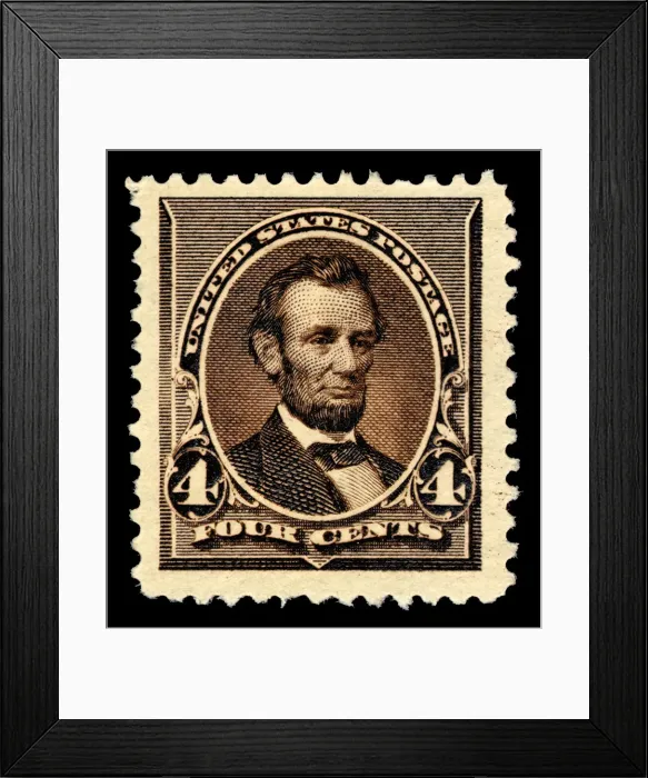 Framed Print : 4c Abraham Lincoln single, 1890. Creator: American Bank Note Company Framed Print : 4c Abraham Lincoln single, 1890. Creator: American Bank Note Company