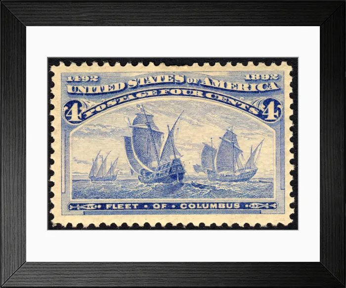Framed Print : 4c Fleet of Columbus single, 1893. Creator: American Bank Note Company Framed Print : 4c Fleet of Columbus single, 1893. Creator: American Bank Note Company
