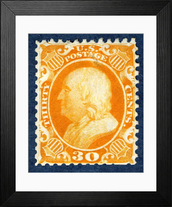 Framed Print : 30c Franklin reprint single, 1875. Creator: Continental Bank Note Company Framed Print : 30c Franklin reprint single, 1875. Creator: Continental Bank Note Company