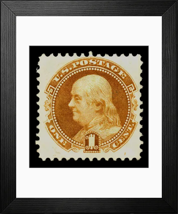Framed Print : 1c Franklin re-issue single, 1875. Creator: National Bank Note Company Framed Print : 1c Franklin re-issue single, 1875. Creator: National Bank Note Company