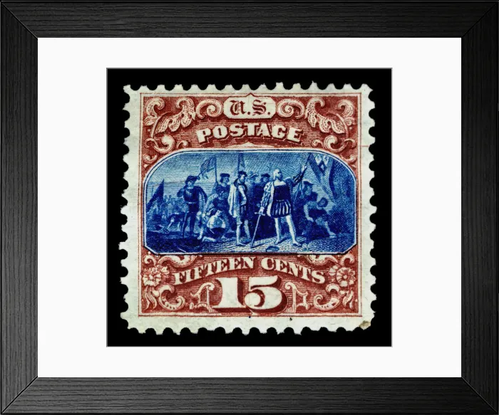 Framed Print : 15c Landing of Columbus re-issue single, 1875. Creator: National Bank Note Company Framed Print : 15c Landing of Columbus re-issue single, 1875. Creator: National Bank Note Company