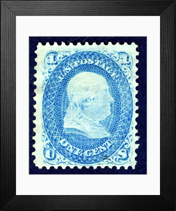 Framed Print : 1c Franklin F Grill single, 1867. Creator: National Bank Note Company Framed Print : 1c Franklin F Grill single, 1867. Creator: National Bank Note Company