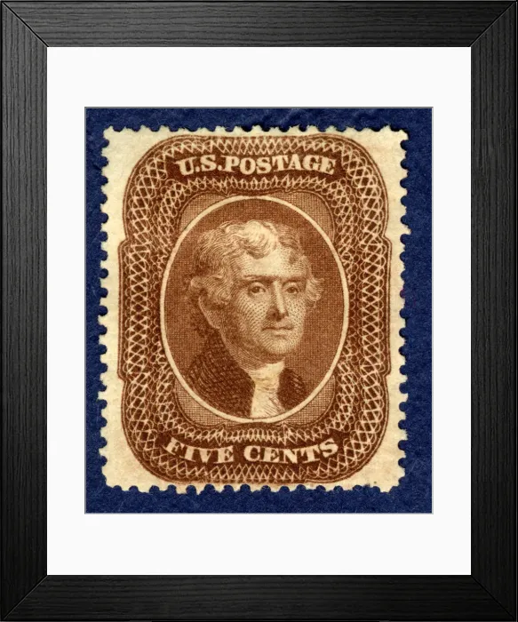 Framed Print : 5c Thomas Jefferson type II single, 1860. Creator: Toppan, Carpenter & Company Framed Print : 5c Thomas Jefferson type II single, 1860. Creator: Toppan, Carpenter & Company