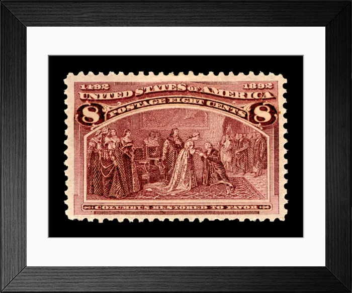 Framed Print : 8c Columbus Restored to Favor single, 1893. Creator: American Bank Note Company Framed Print : 8c Columbus Restored to Favor single, 1893. Creator: American Bank Note Company