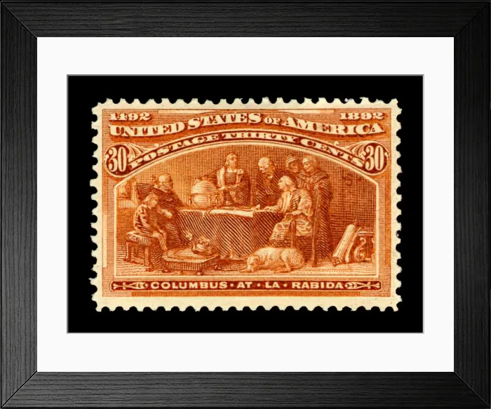 Framed Print : 30c Columbus at La Rabida single, 1893. Creator: American Bank Note Company Framed Print : 30c Columbus at La Rabida single, 1893. Creator: American Bank Note Company