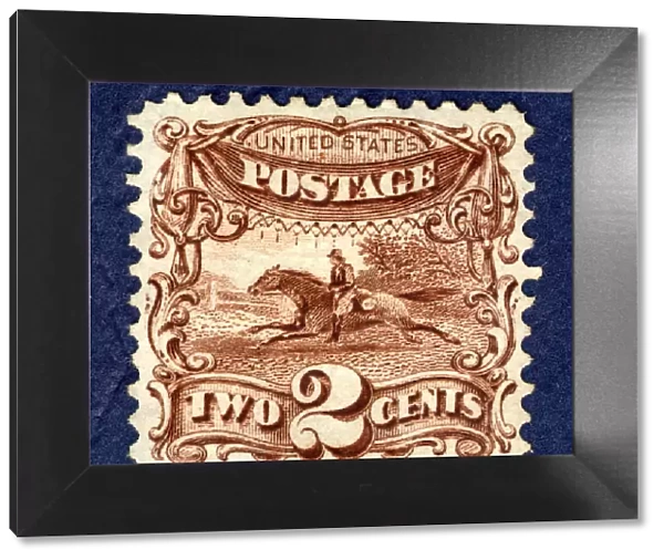 2c Post Rider and Horse G Grill single, 1869. Creator: National Bank Note Company