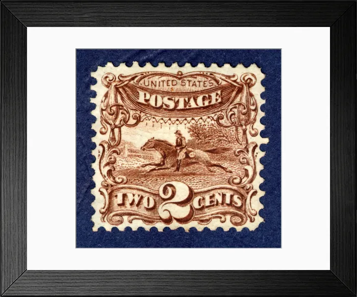 Framed Print : 2c Post Rider and Horse G Grill single, 1869. Creator: National Bank Note Company Framed Print : 2c Post Rider and Horse G Grill single, 1869. Creator: National Bank Note Company