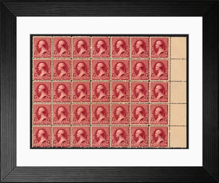 Framed Print : 2c Washington block of thirty-five, 1890. Creator: American Bank Note Company Framed Print : 2c Washington block of thirty-five, 1890. Creator: American Bank Note Company
