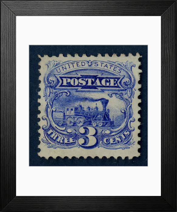 Framed Print : 3c Steam Locomotive G Grill single, 1869. Creator: National Bank Note Company Framed Print : 3c Steam Locomotive G Grill single, 1869. Creator: National Bank Note Company