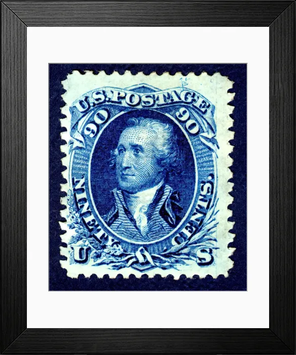 Framed Print : 90c Washington F Grill single, 1867-1868. Creator: National Bank Note Company Framed Print : 90c Washington F Grill single, 1867-1868. Creator: National Bank Note Company