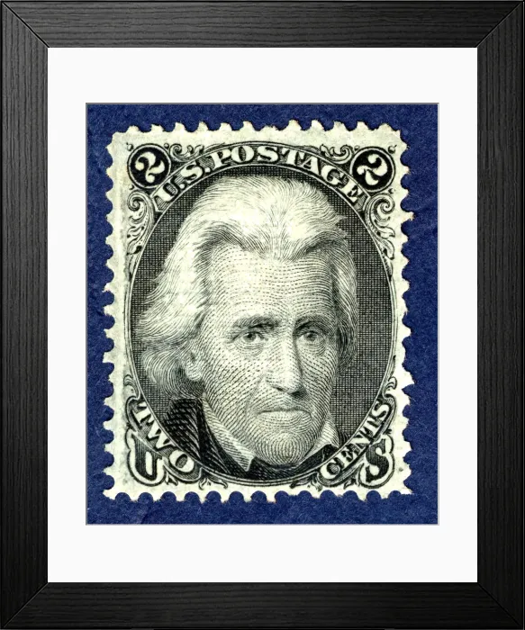 Framed Print : 2c Andrew Jackson F Grill single, 1867. Creator: National Bank Note Company Framed Print : 2c Andrew Jackson F Grill single, 1867. Creator: National Bank Note Company