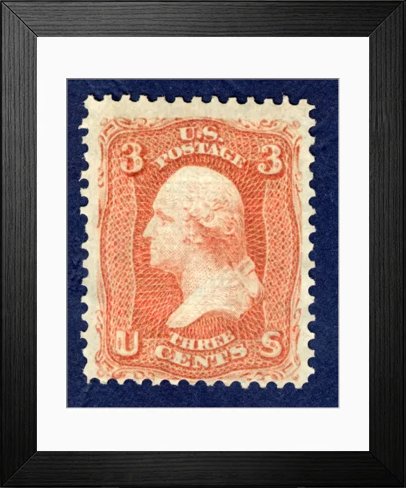 Framed Print : 3c Washington F Grill single, 1867. Creator: National Bank Note Company Framed Print : 3c Washington F Grill single, 1867. Creator: National Bank Note Company