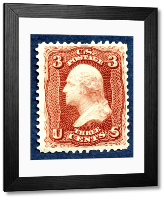 Framed Print : 3c Washington re-issue single, 1875. Creator: National Bank Note Company Framed Print : 3c Washington re-issue single, 1875. Creator: National Bank Note Company