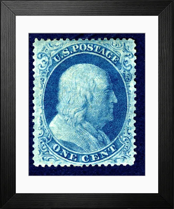 Framed Print : 1c Franklin type II single, 1857. Creator: Toppan, Carpenter & Company Framed Print : 1c Franklin type II single, 1857. Creator: Toppan, Carpenter & Company