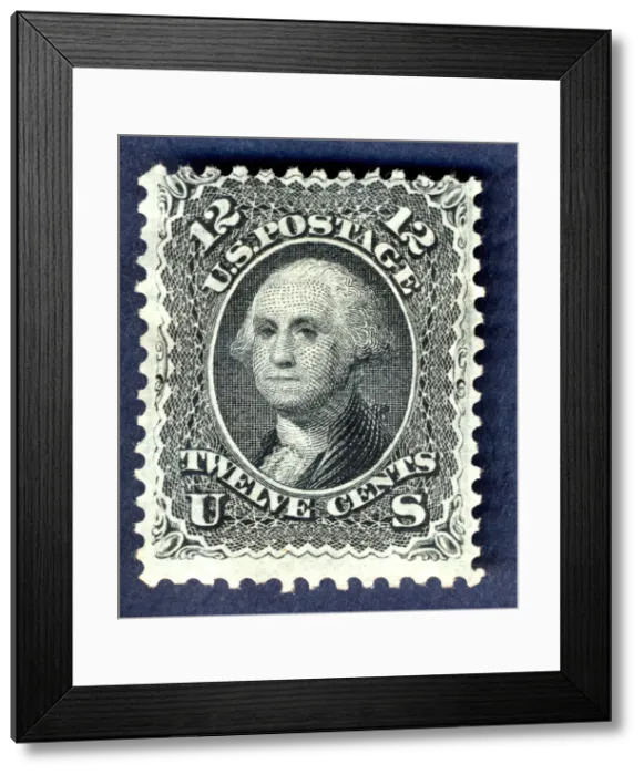 Framed Print : 12c Washington E Grill single, 1867. Creator: National Bank Note Company Framed Print : 12c Washington E Grill single, 1867. Creator: National Bank Note Company