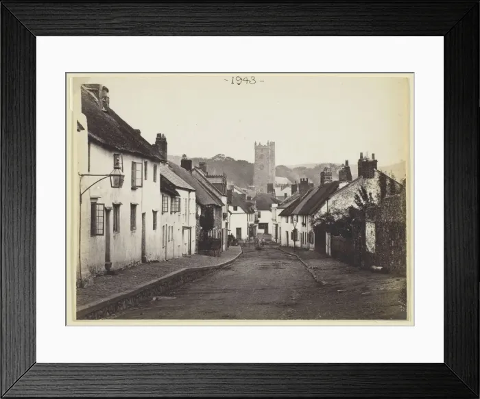 Framed Print : Untitled [thatched cottages and church], 1860  /  94. Creator: Francis Bedford