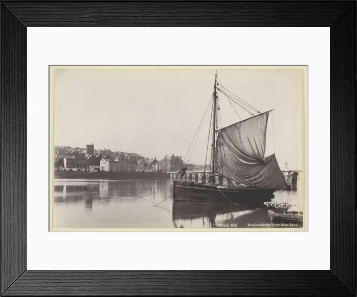 Framed Print : Bideford Bridge from River Bank, 1860 / 94. Creator: Francis Bedford Framed Print : Bideford Bridge from River Bank, 1860 / 94. Creator: Francis Bedford
