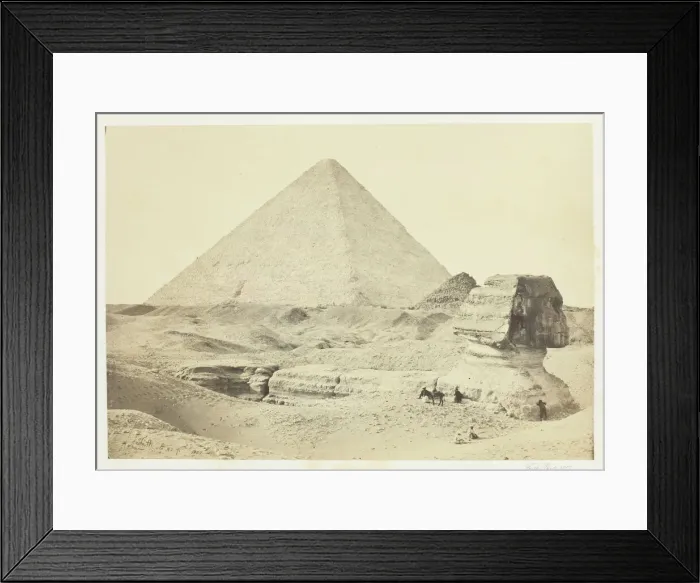 Framed Print : The Sphynx and the Great Pyramid, Geezeh, 1857. Creator: Francis Frith Framed Print : The Sphynx and the Great Pyramid, Geezeh, 1857. Creator: Francis Frith