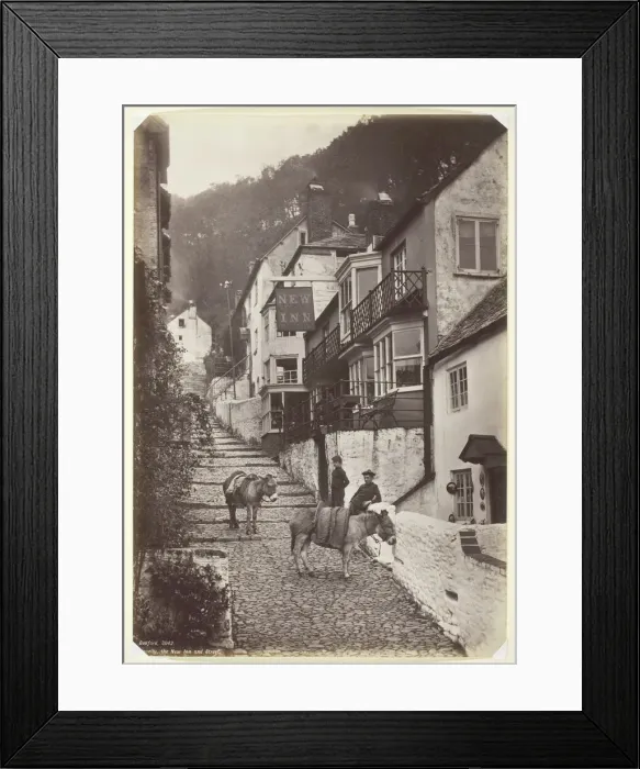 Framed Print : Clovelly, the New Inn and Street, 1860 / 94. Creator: Francis Bedford Framed Print : Clovelly, the New Inn and Street, 1860 / 94. Creator: Francis Bedford