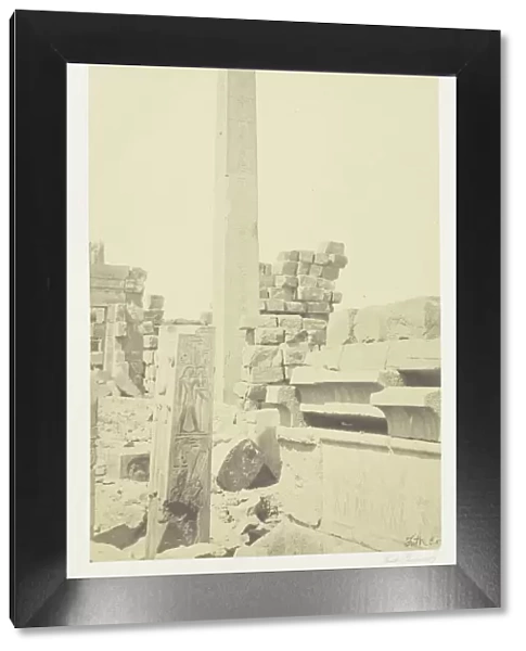 Obelisk and Granite Lotus Column, Karnac, 1857. Creator: Francis Frith
